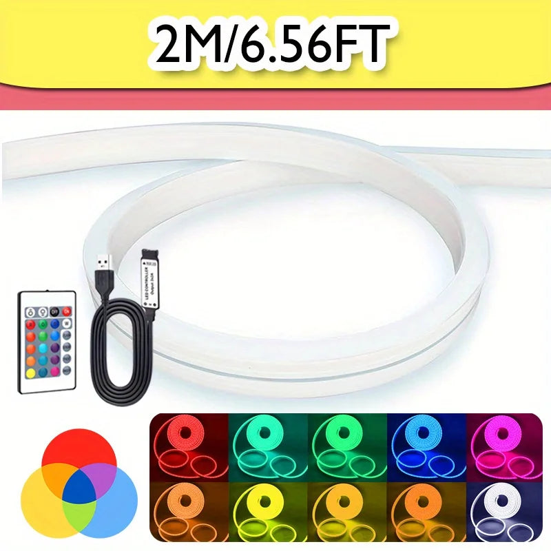 RGB Neon LED Strip Light – USB Flexible Color-Changing Rope Light