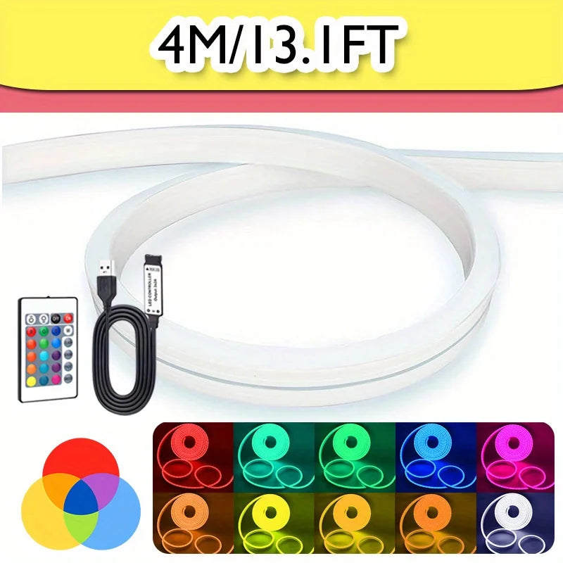 RGB Neon LED Strip Light – USB Flexible Color-Changing Rope Light