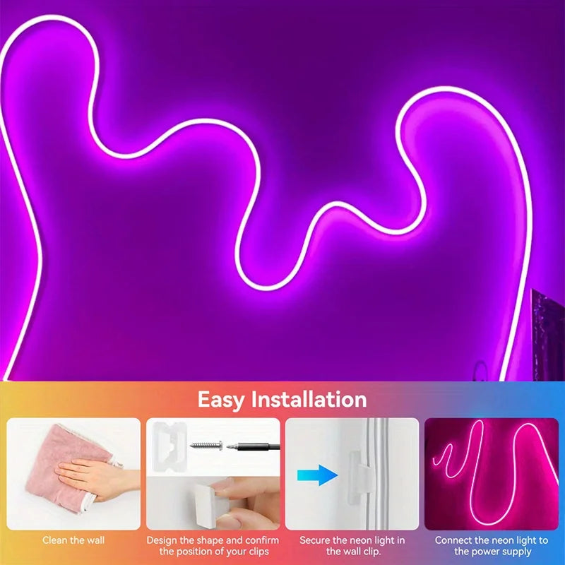 RGB Neon LED Strip Light – USB Flexible Color-Changing Rope Light