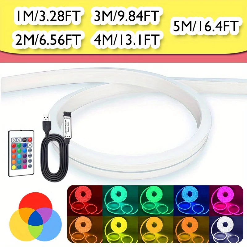 RGB Neon LED Strip Light – USB Flexible Color-Changing Rope Light